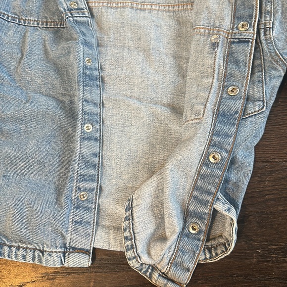 Hooded Zara kids jean shirt snap buttons size 3-4 - Picture 4 of 6